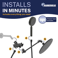 Installation 1-Spray Dual with Adjustable Arm Matte Black / 2.5 GPM - The Shower Head Store