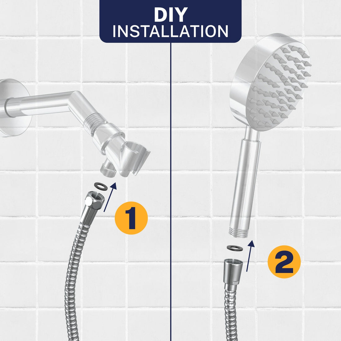 Easy Install 72-Inch Shower Hose Main Image (Chrome) - The Shower Head Store