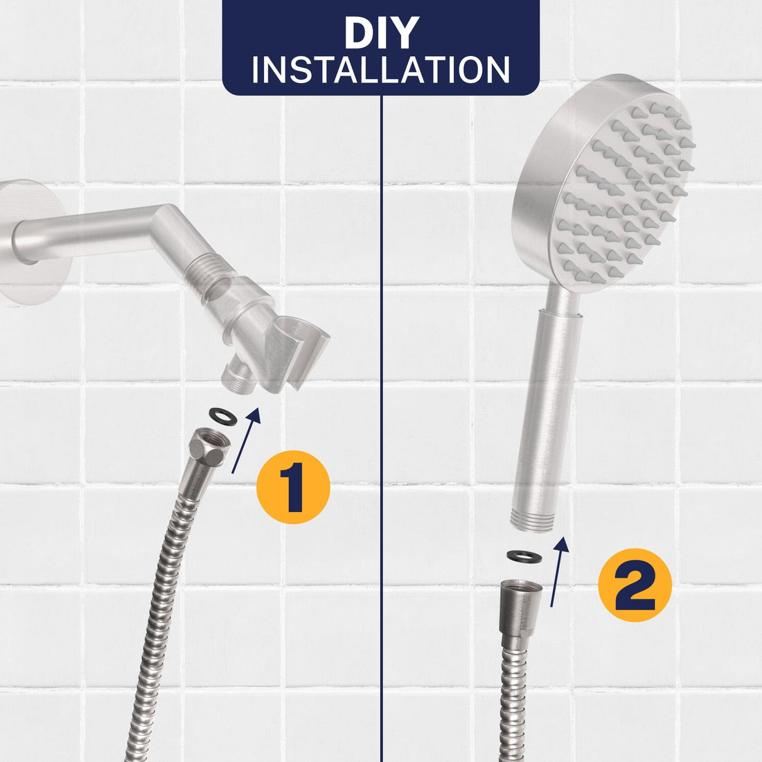 Easy Install 72-Inch Shower Hose Main Image (Brushed Nickel) - The Shower Head Store