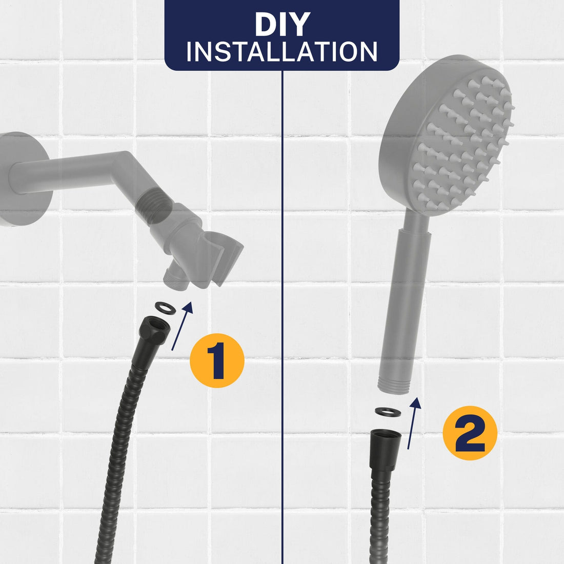 Easy Install HammerHead Showers 72-Inch Shower Hose Main Image Matte Black - The Shower Head Store