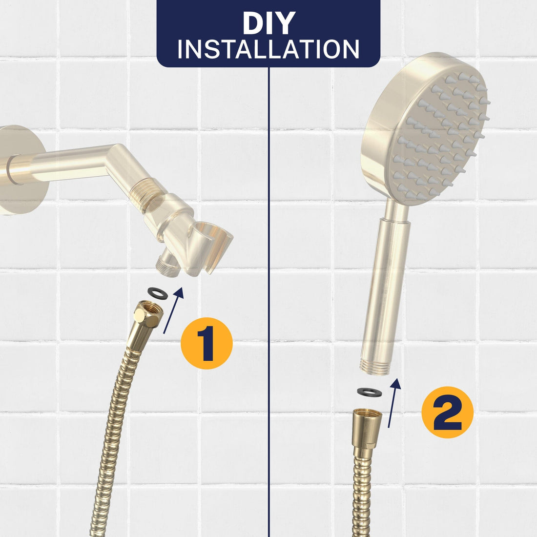 Easy Install 72-Inch Shower Hose Main Image Polished Brass / 72 Inches - The Shower Head