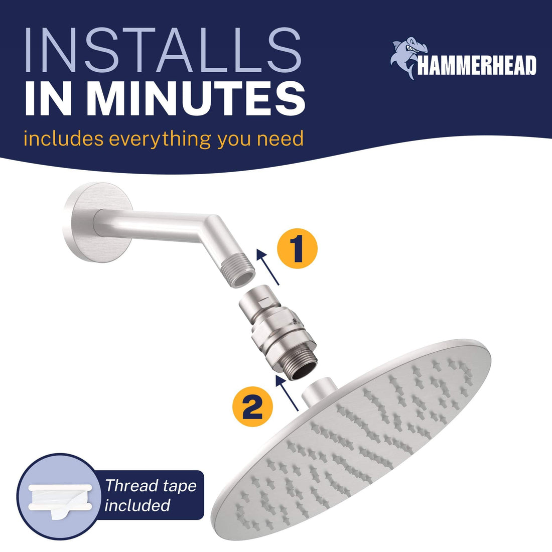 Installation Swivel Adapter - 100% METAL Shower Head Swivel Adapter To Adjust Showerhead Angle, Brushed Nickel - The Shower Head Store