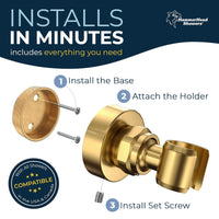 Installation Wall Mount Holder Brushed Gold  - The Shower Head Store