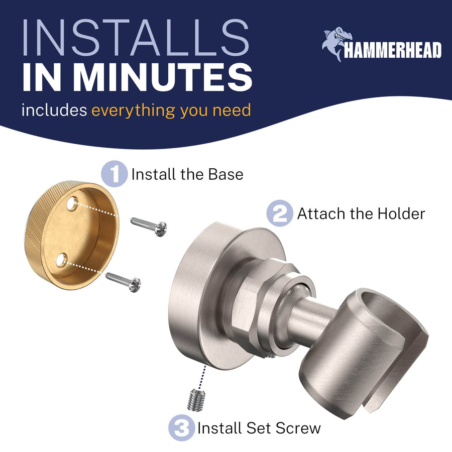 Install Wall Mount Holder Brushed Nickel  - The Shower Head Store