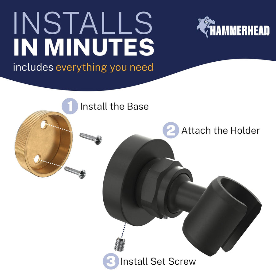 Installation Wall Mount Holder Matte Black  - The Shower Head Store