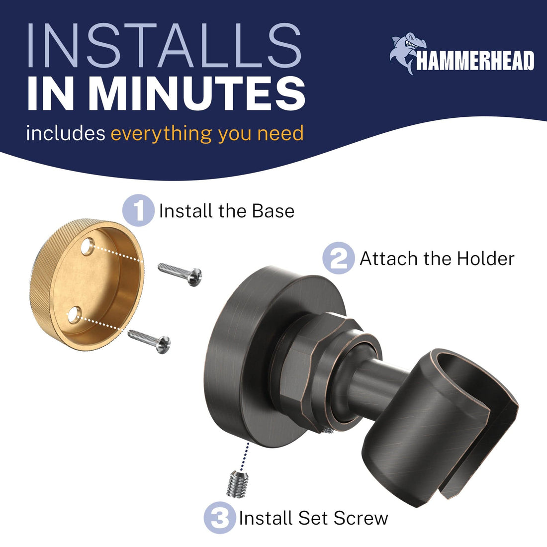 Installation Wall Mount Holder Oil Rubbed Bronze  - The Shower Head Store