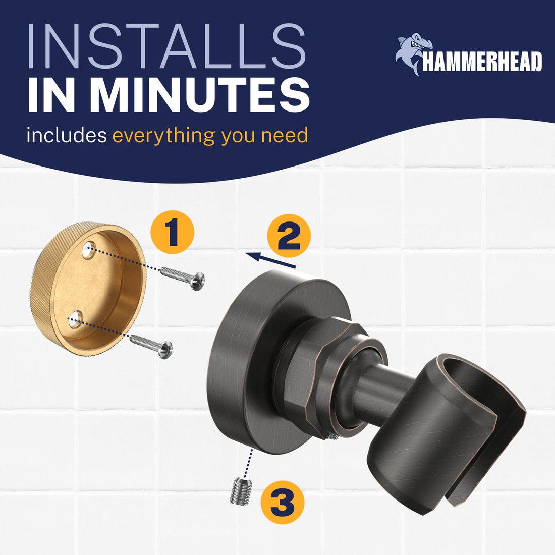Installation Wall Mount Holder Oil Rubbed Bronze  - The Shower Head Store