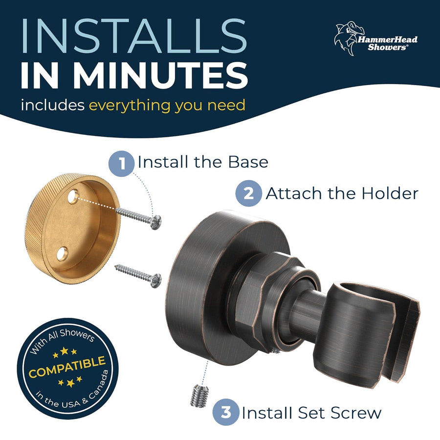 Installation Wall Mount Holder Oil Rubbed Bronze  - The Shower Head Store