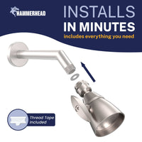 Installation All Metal 2-Inch High Pressure Shower Head, Variable Pattern, 2.5 GPM - Brushed Nickel / 2.5 GPM - The Shower Head Store