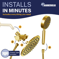 Installation 1-Spray Dual Shower Head Brushed Gold / 2.5 - The Shower Head Store