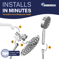 Installation 1-Spray Dual Shower Head Chrome / 2.5 - The Shower Head Store