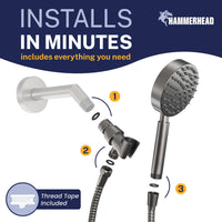 Installs in Minutes 1-Spray Handheld Shower Head Set HammerHead Gray / 2.5 GPM - The Shower Head Store