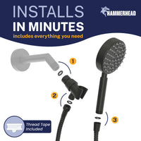 Assembly All Metal Handheld Shower Head Set 1-Spray Matte Black / 2.5 - The Shower Head Store
