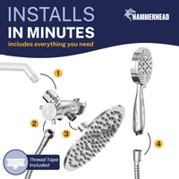 Easy Install All Metal 3-Spray Dual Shower Head Combo Chrome / 2.5 GPM - The Shower Head Store