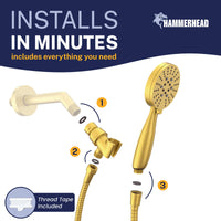 Installation 3-Spray Handheld Shower Head Set Brushed Gold / 2.5 GPM Brushed Gold / 1.75 GPM The Shower Head Store