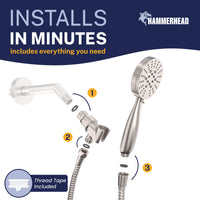 Installation 3-Spray Handheld Shower Head Set Brushed Nickel / 2.5 GPM Brushed Nickel / 1.75 GPM - The Shower Head Store