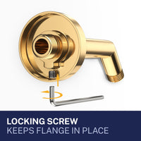 Features All Metal 7" Shower Arm Polished Brass  - The Shower Head Store