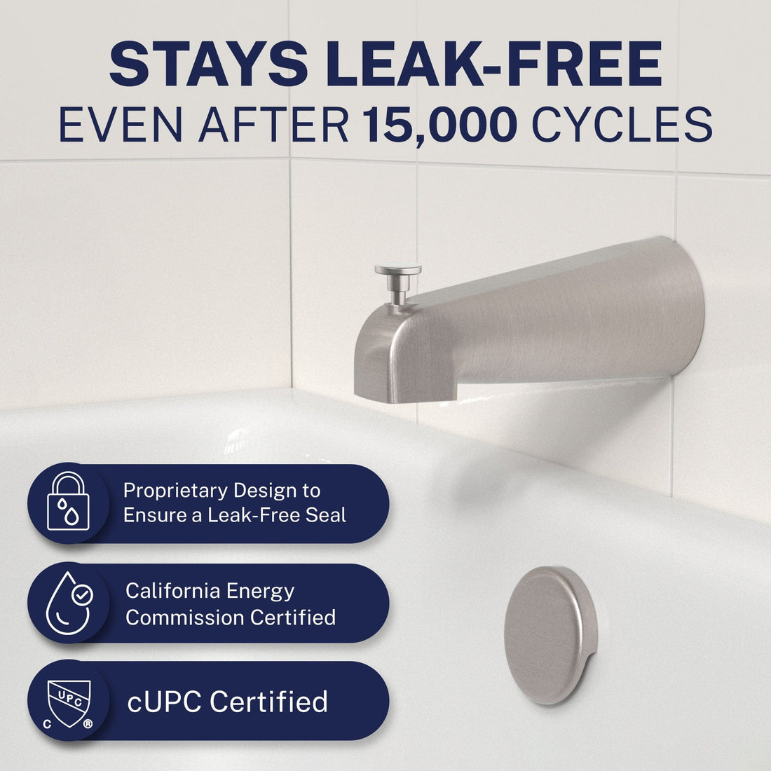 Leak Free Tub Spout Brushed Nickel - The Shower Head Store