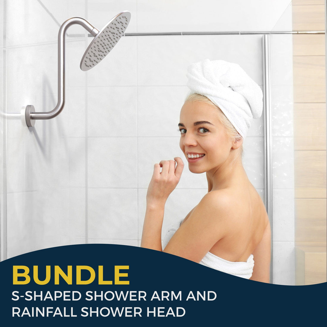 Lifestyle S-Style Shower Arm with Rain Shower Head Brushed Nickel - The Shower Head Store