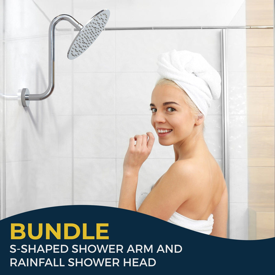 Lifestyle S-Style Shower Arm with Rain Shower Head Chrome - The Shower Head Store