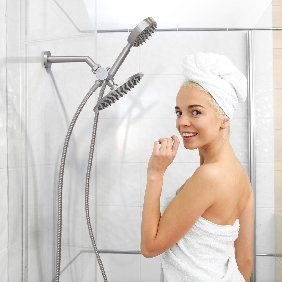 Lifestyle 1-Spray Dual Shower Head Brushed Nickel / 2.5 - The Shower Head Store