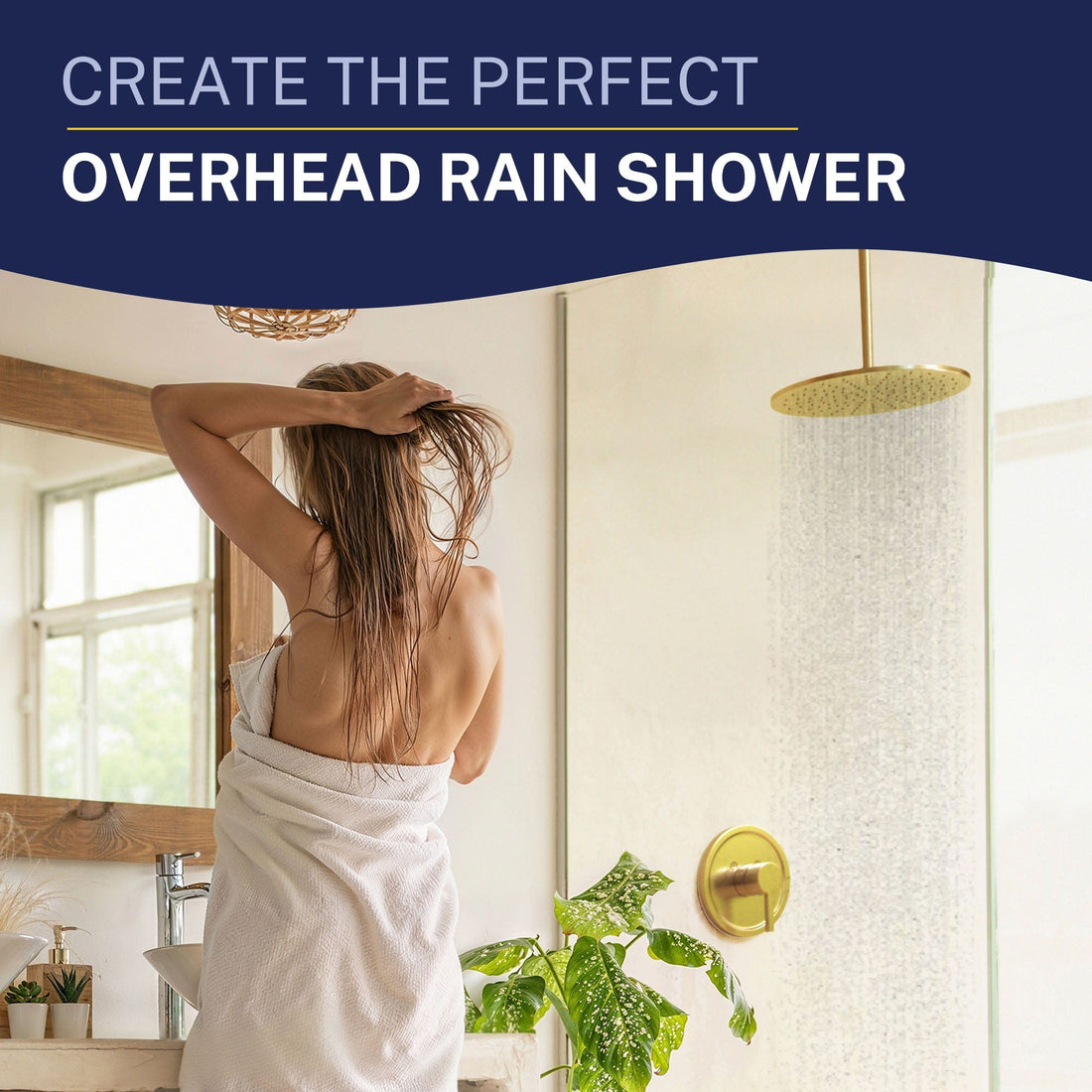 Lifestyle Straight Shower Arm Brushed Gold / 12 Inch - The Shower Head Store