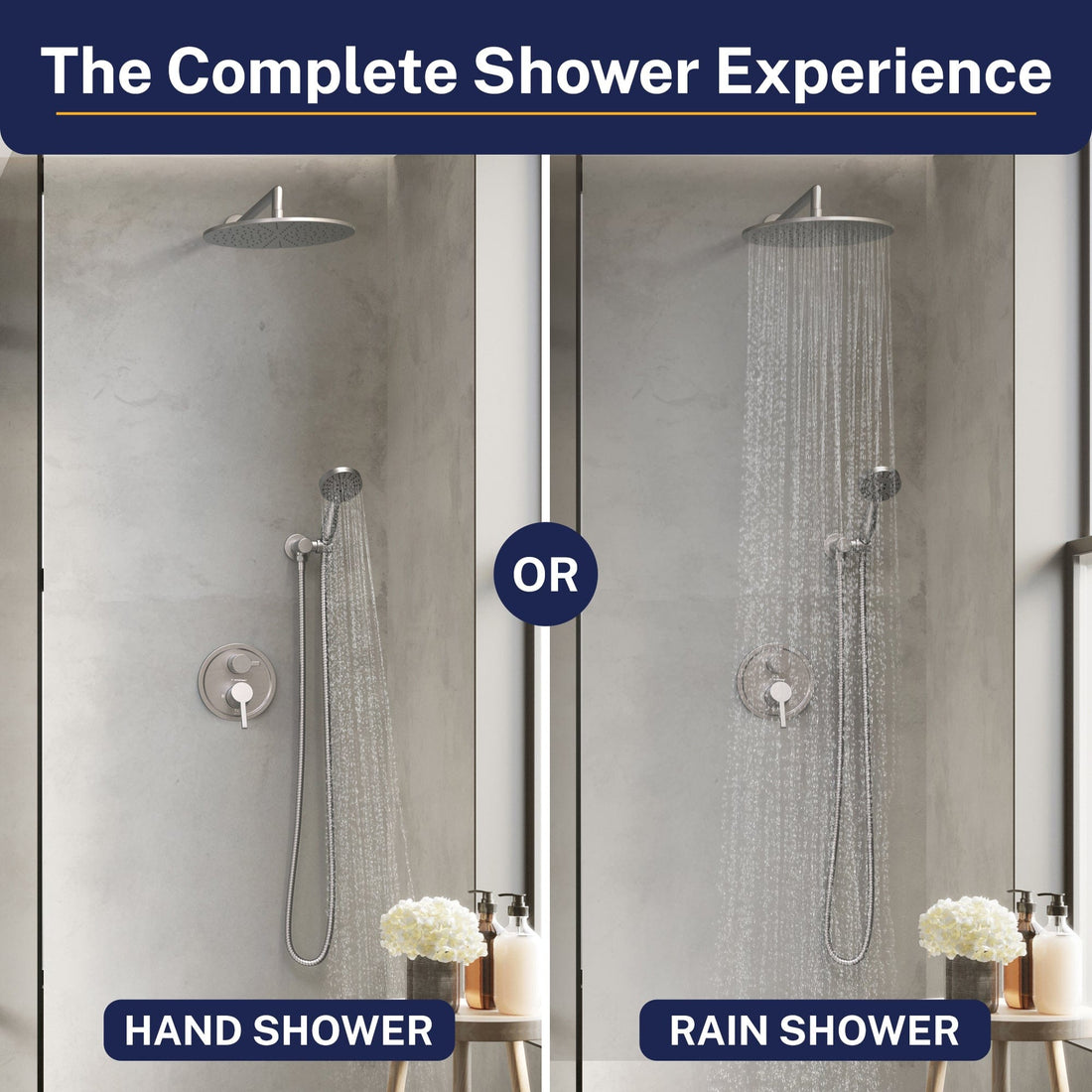 Complete Shower Experience 2-Handle Shower System with 10" Rain, Diverter & Handheld Brushed Nickel / 2.5 GPM - The Shower Head Store