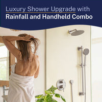 Lifestyle Steve White Bundle - 2H Valve and Trim Slide Bar with 1-Spray and 8-inch Rain Shower Head Brushed Nickel  / 2.5 - The Shower Head Store