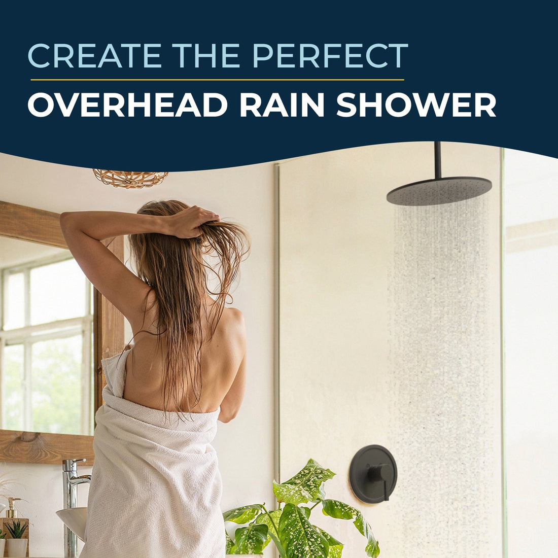 Lifestyle 6" Straight Shower Arm Matte Black  - The Shower Head Store