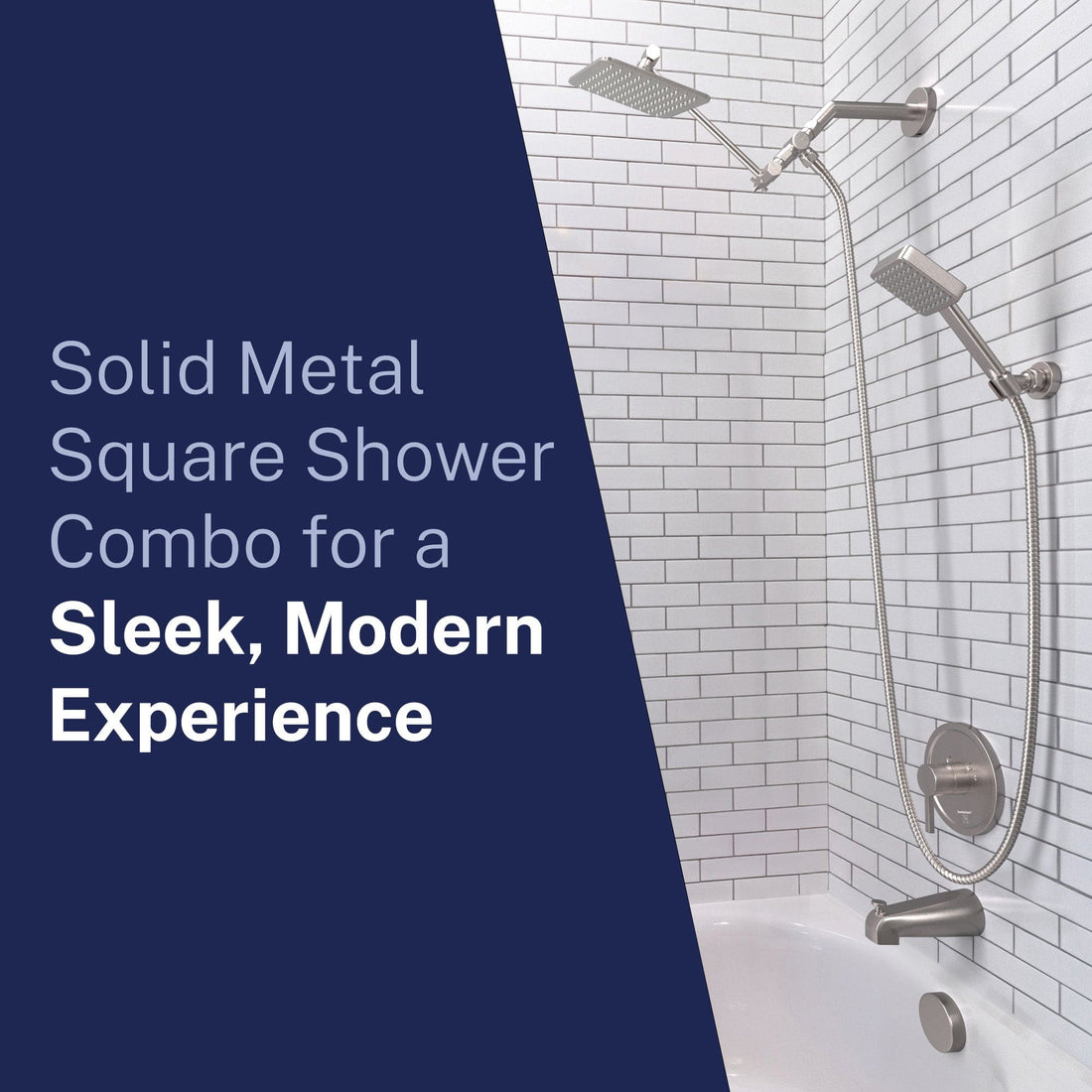 Lifestyle Square Dual Shower Head Set Brushed Nickel  / 2.5 - The Shower Head Store