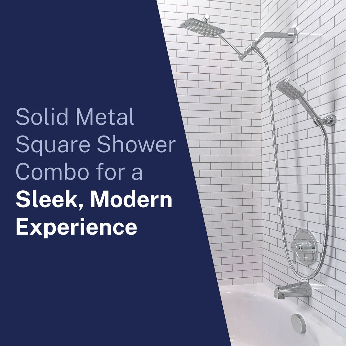 Lifestyle Square Dual Shower Head Set Chrome / 2.5 - The Shower Head Store