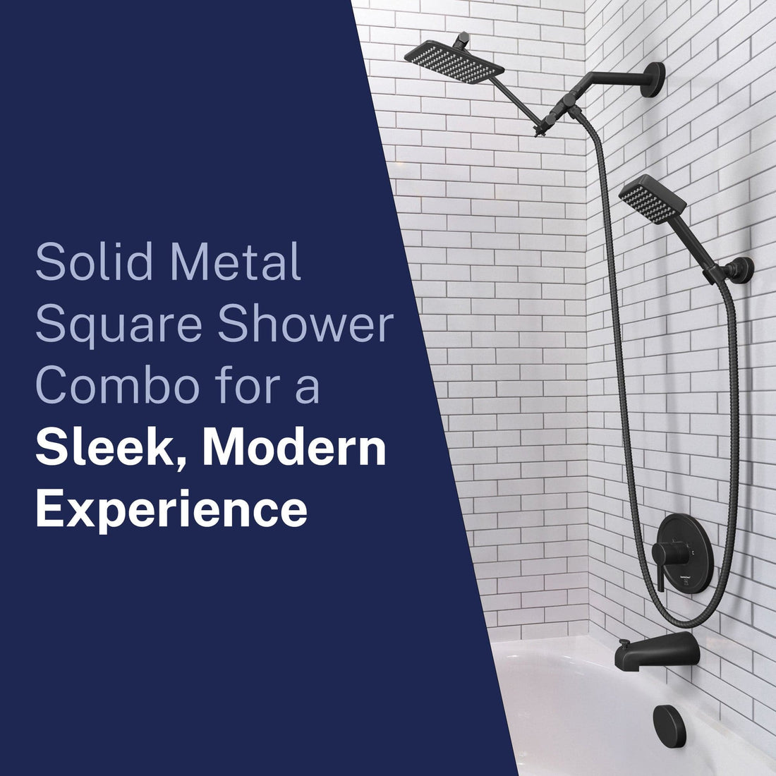 Lifestyle Square Dual Shower Head Set Matte Black  / 2.5 - The Shower Head Store