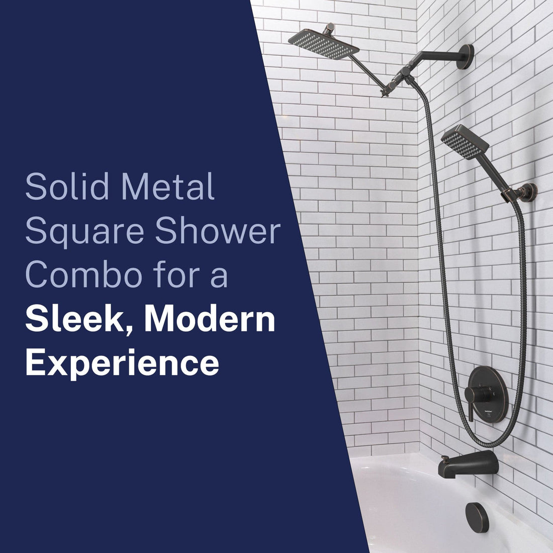 Lifestyle Square Dual Shower Head Set Oil Rubbed Bronze  / 2.5 - The Shower Head Store