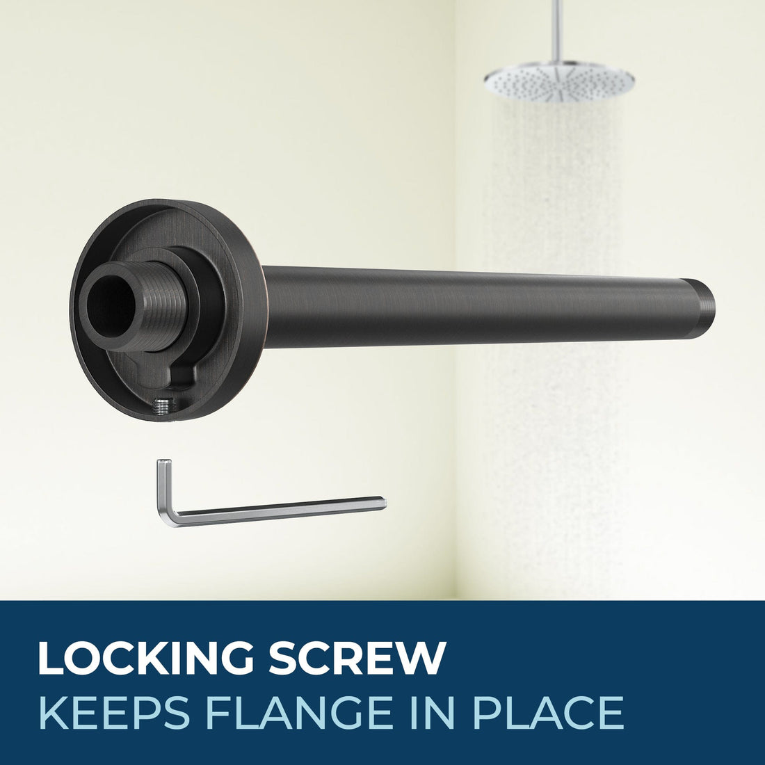 Locking Flange Feature Straight Shower Arm Oil Rubbed Bronze / 12 Inch - The Shower Head Store