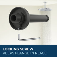 Locking Flange Feature Straight Shower Arm Matte Black / 6 Inch - The Shower Head Store 