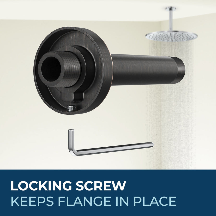 Locking Flange Feature Straight Shower Arm Oil Rubbed Bronze / 6 Inch - The Shower Head Store 