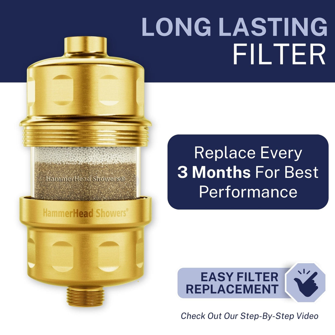 Long Lasting Shower Head Filter Brushed Gold - The Shower Head Store