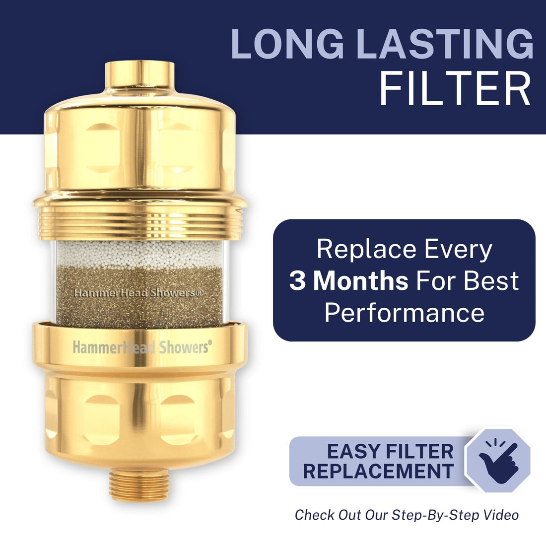 Long Lasting Shower Head Filter Polished Brass - The Shower Head Store