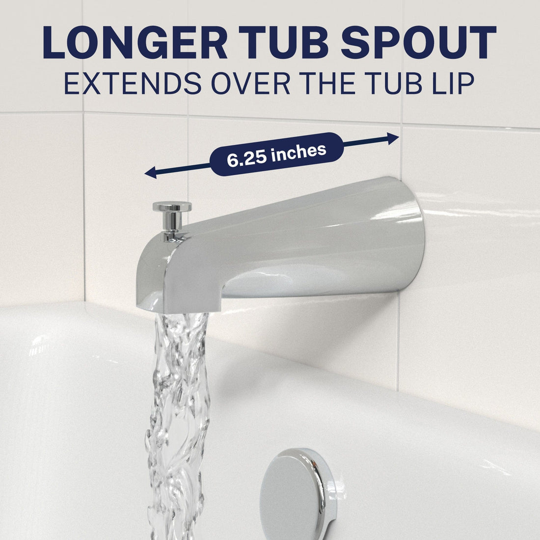 Longer Tub Spout Tub Spout Chrome - The Shower Head Store