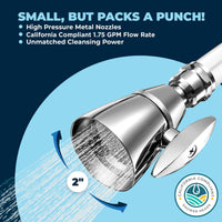 (Low Fow California Compliant) High Pressure Shower Head Fixed Showerhead 2-Inch All Metal Chrome / 1.75 - The Shower Head Store
