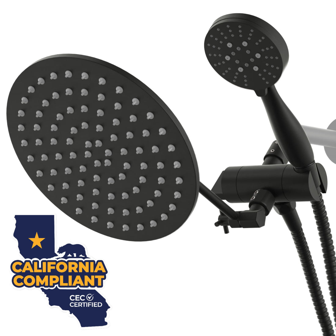 Main Image 3-Spray Dual Shower Head with Adjustable Shower Arm Matte Black / 1.75 GPM - The Shower Head Store