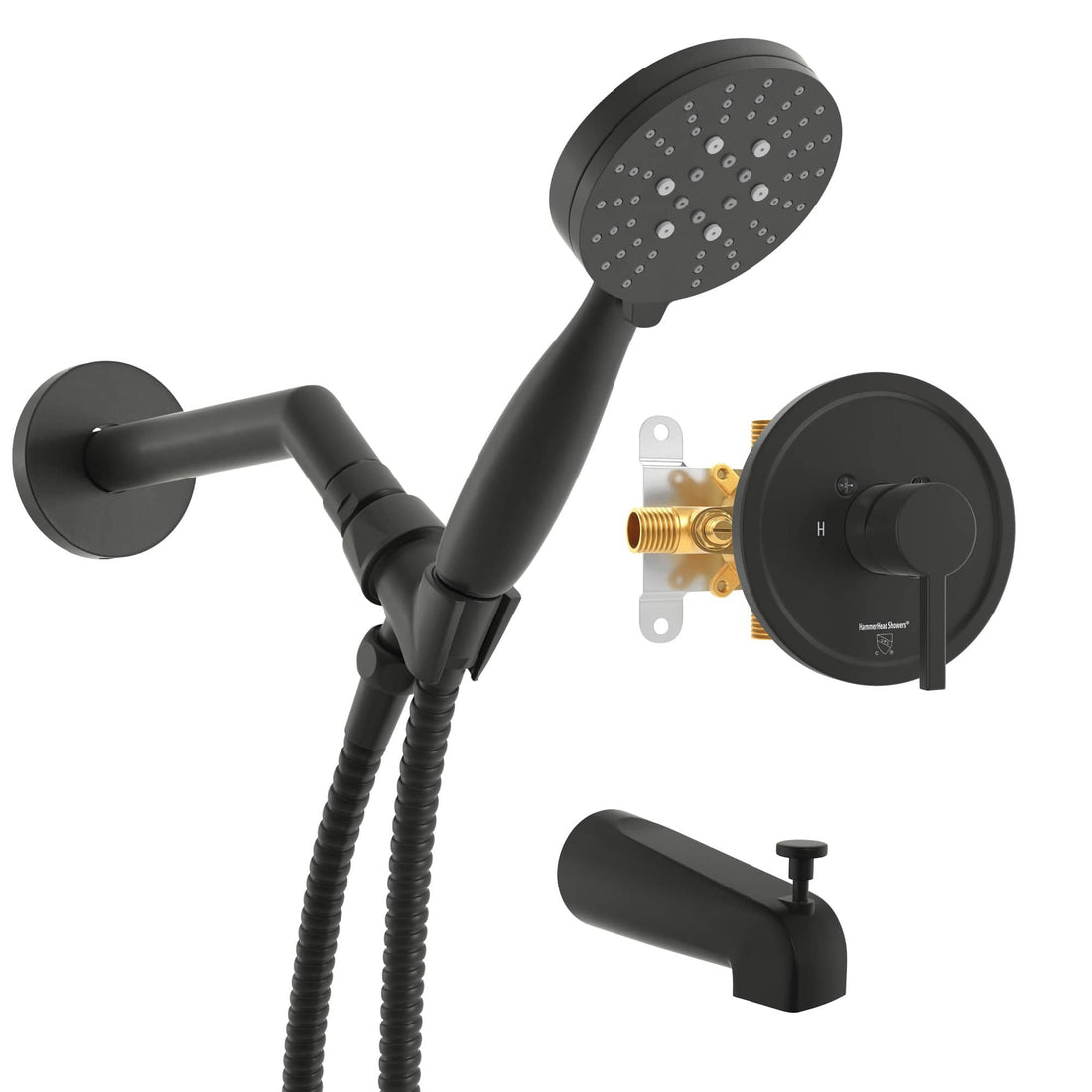 Main Image 1-Handle Valve and Trim Shower System Matte Black / 2.5 GPM - The Shower Head Store