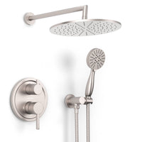 Main Image 2-Handle Shower System with 10" Rain, Diverter & Handheld Brushed Nickel / 2.5 GPM - The Shower Head Store