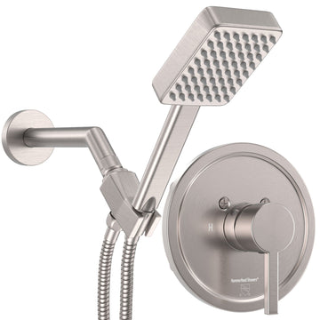 Main Image All Metal Shower Head Filter with 1-Spray Square Handheld Shower Head Set with Valve and Trim Brushed Nickel / 2.5 - The Shower Head Store