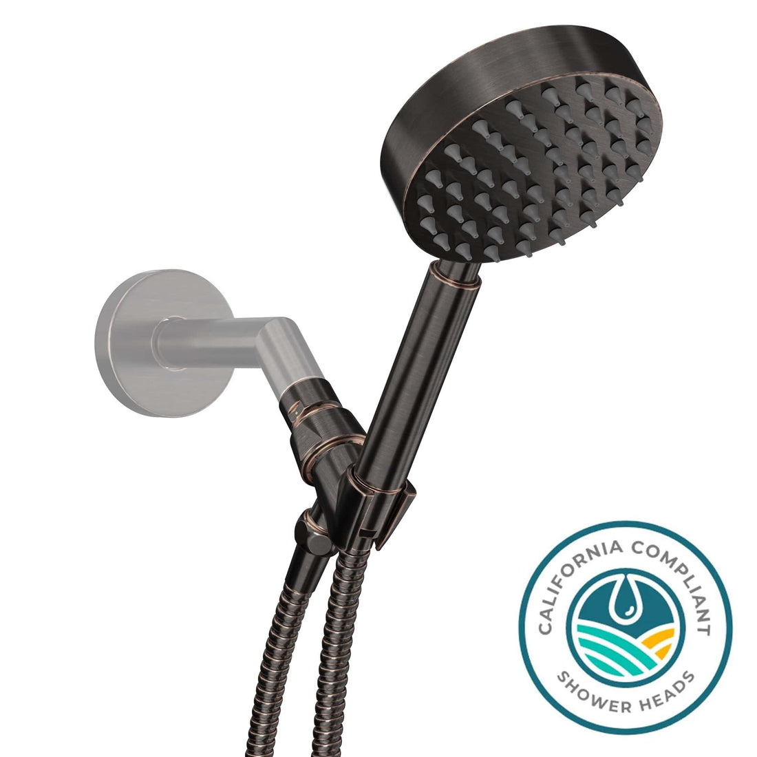 HammerHead Showers All Metal Hand Held Shower Head with Hose and Holder,  Brushed Nickel, 1.75 GPM Low Flow with Removable Restrictor