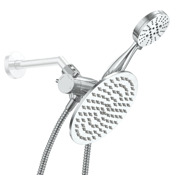 All Metal 3-Spray Dual Shower Head Combo with Hand Held & Rain Shower - Chrome - Left Side - The Shower Head Store