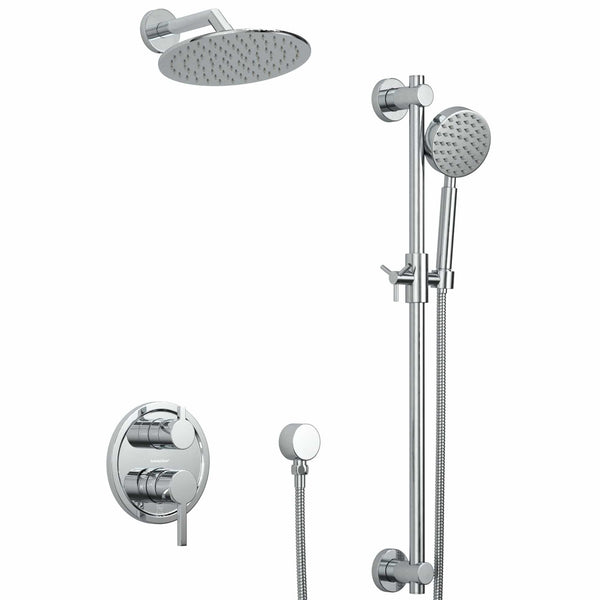 Main Image Steve White Bundle - 2H Valve and Trim Slide Bar with 1-Spray and 8-inch Rain Shower Head Chrome / 2.5 GPM - The Shower Head Store