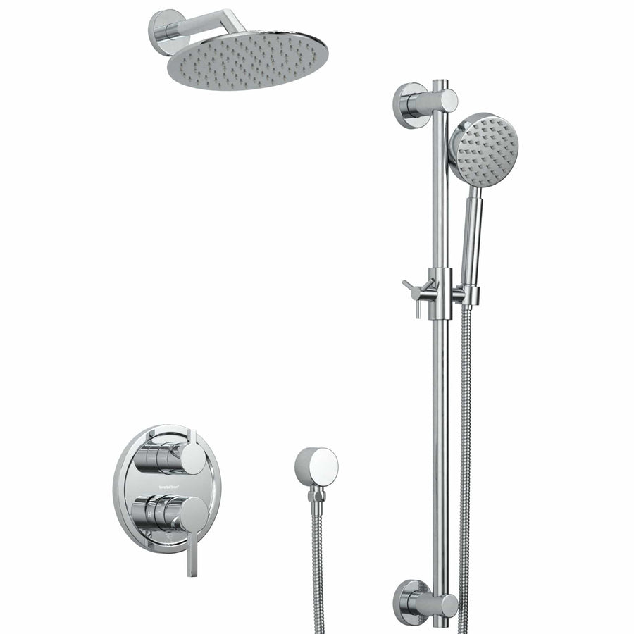 Main Image Steve White Bundle - 2H Valve and Trim Slide Bar with 1-Spray and 8-inch Rain Shower Head Chrome / 2.5 - The Shower Head Store