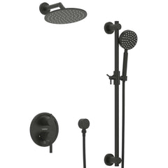 Main Image Steve White Bundle - 2H Valve and Trim Slide Bar with 1-Spray and 8-inch Rain Shower Head Matte Black / 2.5 GPM - The Shower Head Store