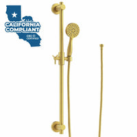 Main Image Slide Bar with 3-Spray Low Flow Handheld Shower Head Set Brushed Gold / 1.75 - The Shower Head Store
